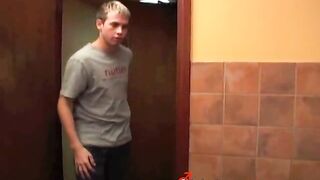 Naughty guys bareback in a toilet