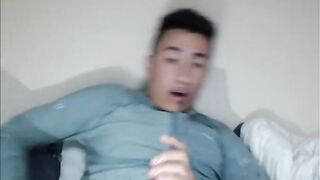 Handsome guy stroking long cock