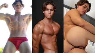 Cute fit twink shows off his body while he strokes his dick  Gay porn videos