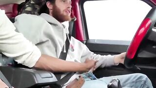 Jerking off my white buddy whenout driving