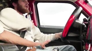 Jerking off my white buddy whenout driving