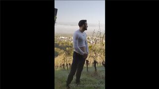 Baghira2 plays with his cock in the vineyard  Gay porn videos