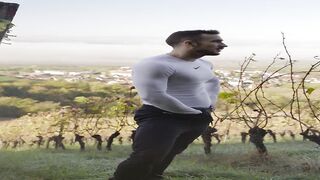 Baghira2 plays with his cock in the vineyard  Gay porn videos