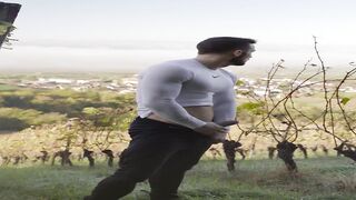 Baghira2 plays with his cock in the vineyard  Gay porn videos