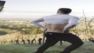 Baghira2 plays with his cock in the vineyard  Gay porn videos