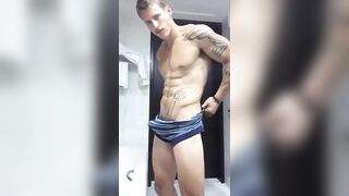 Sexy british guy talking dirty while masturbating