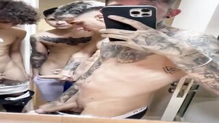 Kitoshelby00 and friends play with their cocks in the bathroom  Gay porn videos